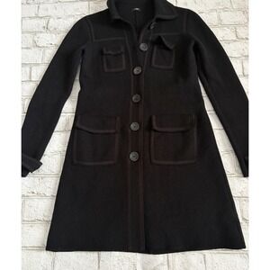 J CREW Woman Sweater Coat Black Wool Sz 2
